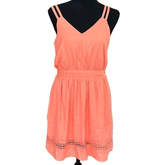 BCBGeneration orange v neckline/back strap dress , elastic waist, size XS - Picture 1 of 5